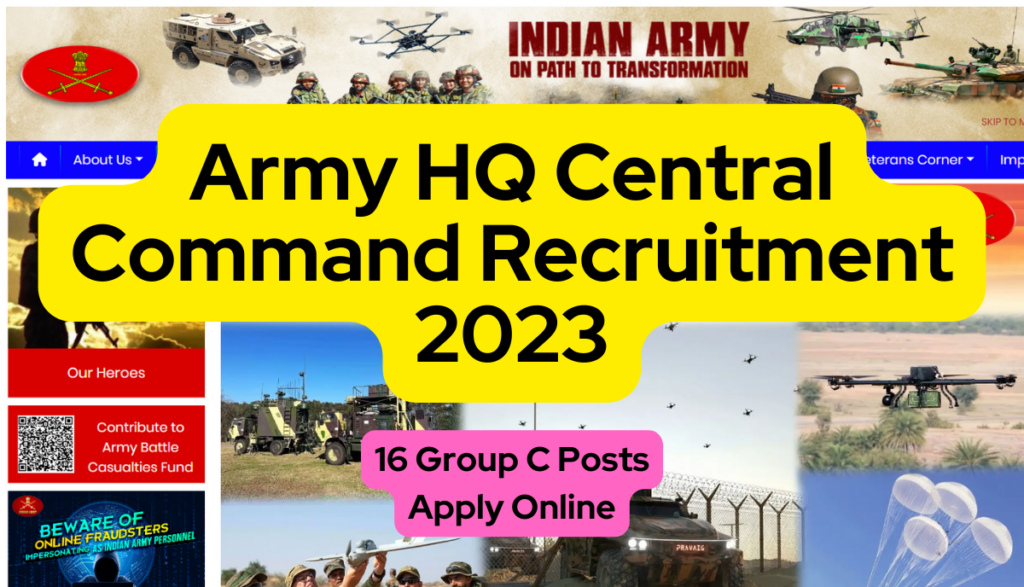 Army Hq Central Command Recruitment Group C Posts Apply