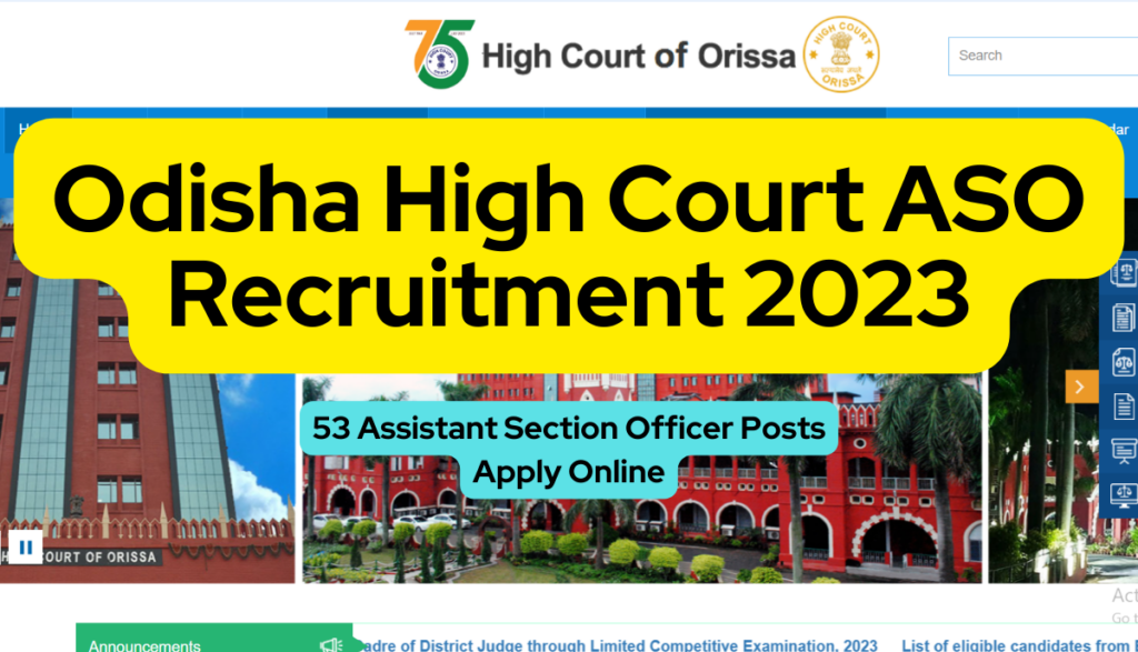 Odisha High Court Aso Recruitment Assistant Section Officer