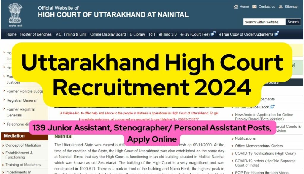 Uttarakhand High Court Recruitment Ja Pa Posts Apply Online