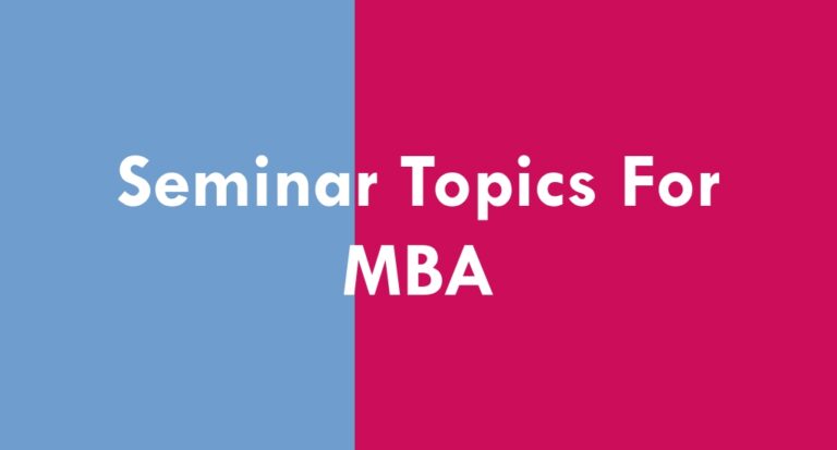 Seminar Topics For MBA