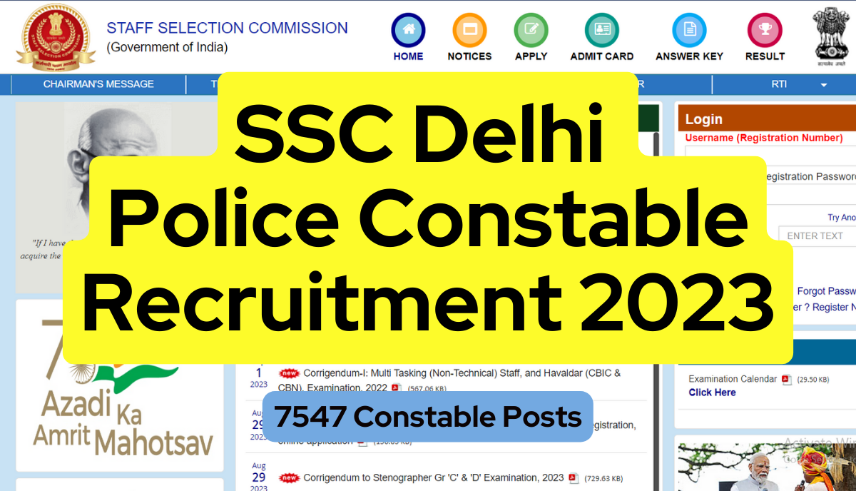 SSC Delhi Police Constable Recruitment