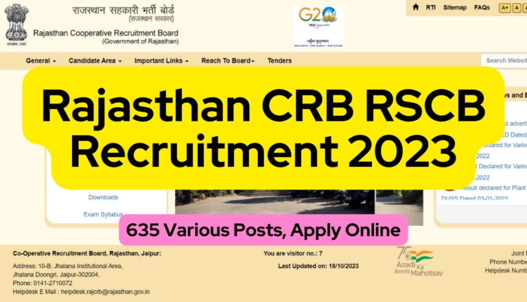 Rajasthan CRB RSCB Recruitment