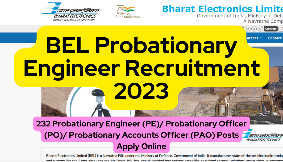 BEL Probationary Engineer Recruitment