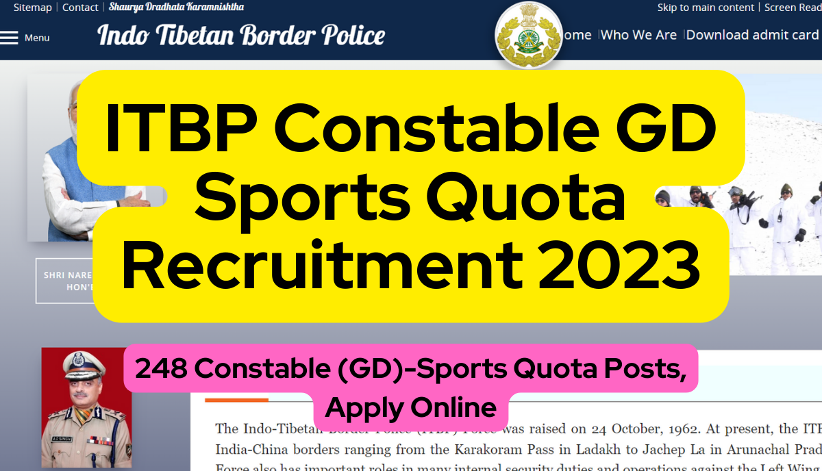 ITBP Constable GD Sports Quota Recruitment