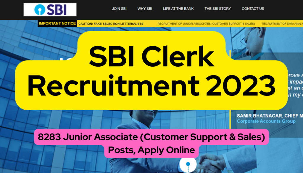 SBI Clerk Recruitment 2023: 8283 Junior Associate (Customer Support ...