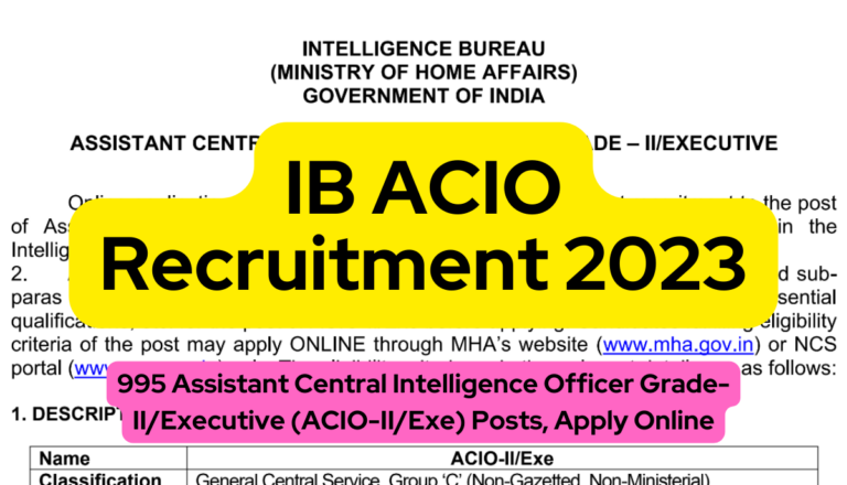 IB ACIO Recruitment