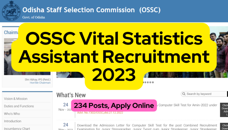 OSSC Vital Statistics Assistant Recruitment