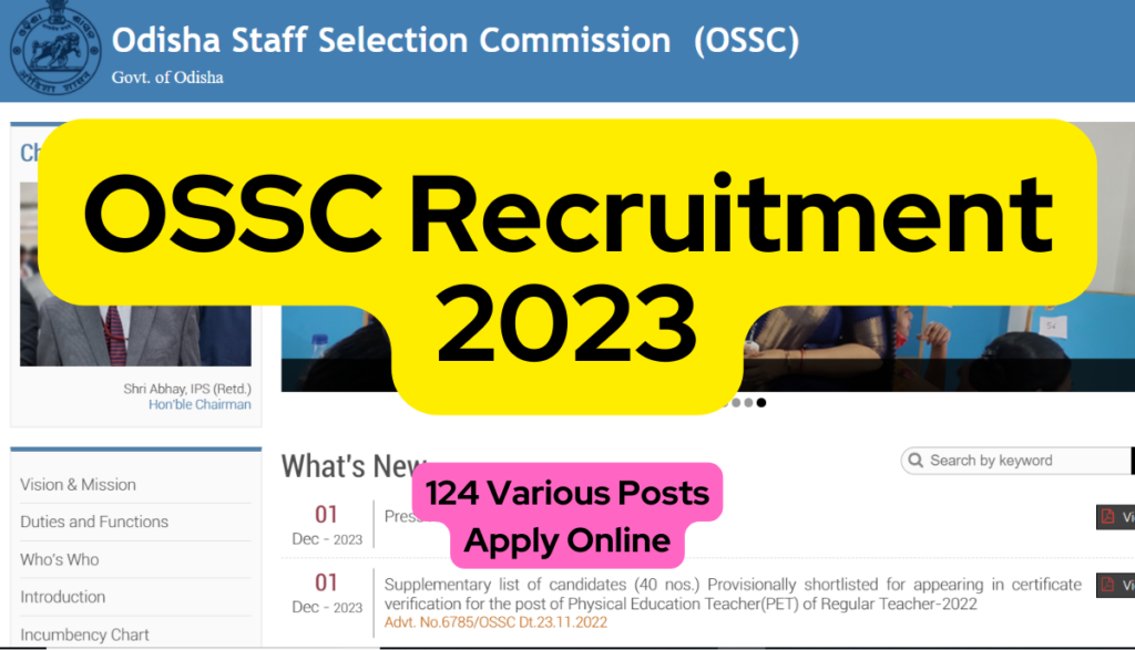 OSSC Recruitment 2023: 124 Various Posts, Apply Online - BestSeminarTopics