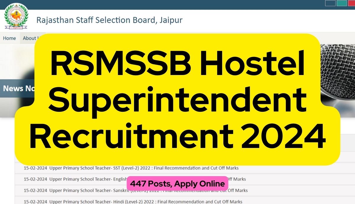RSMSSB Hostel Superintendent Recruitment