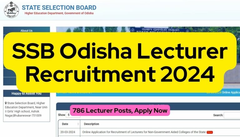 SSB Odisha Lecturer Recruitment