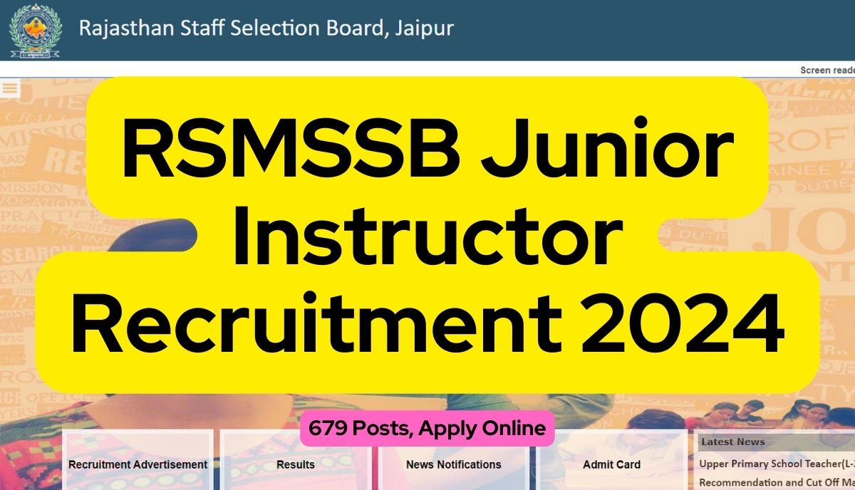RSMSSB Junior Instructor Recruitment