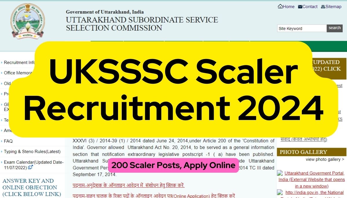 UKSSSC Scaler Recruitment
