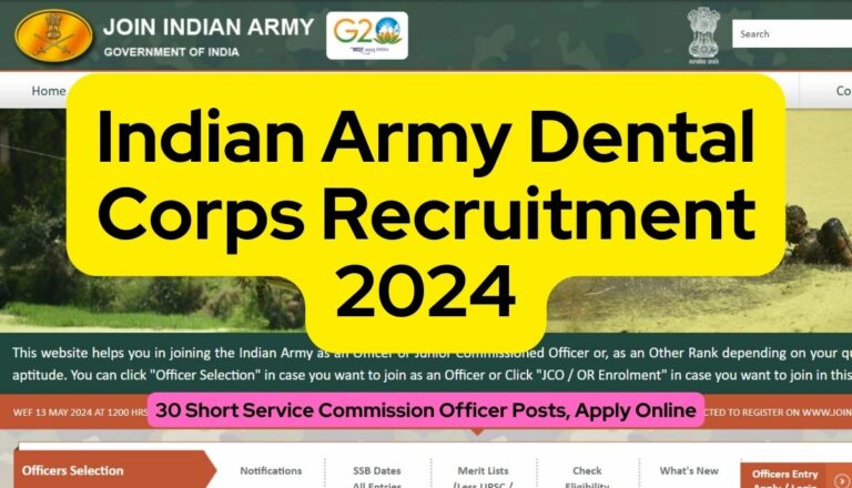 Indian Army Dental Corps Recruitment