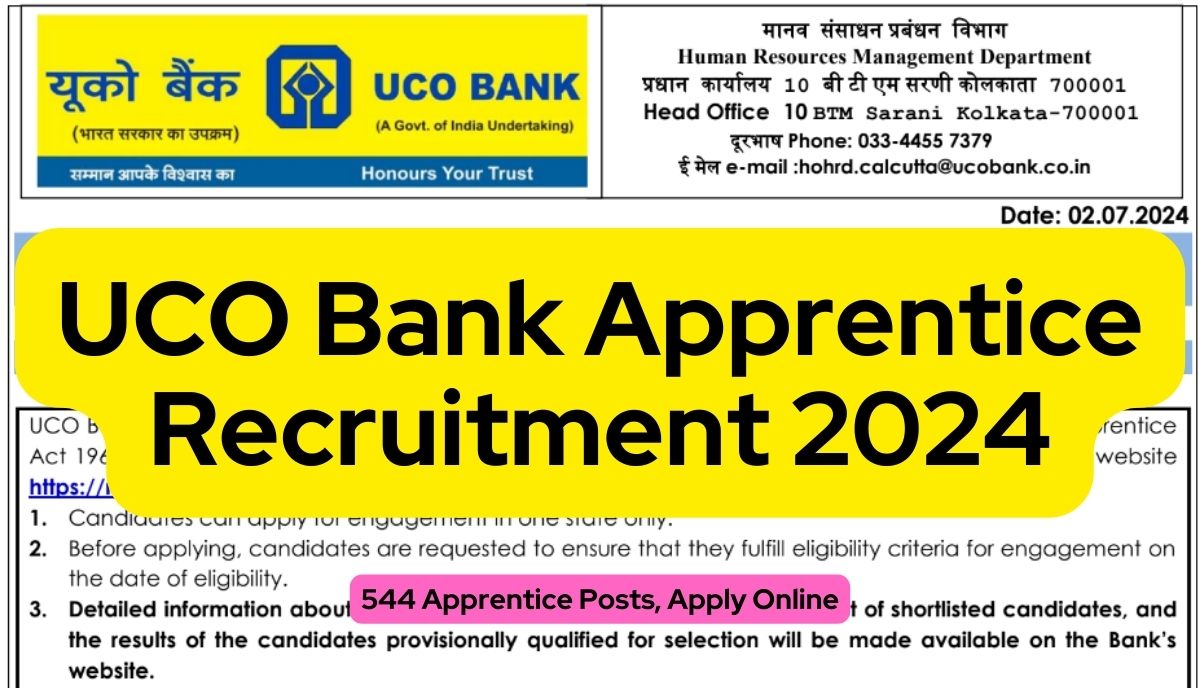 UCO Bank Apprentice Recruitment