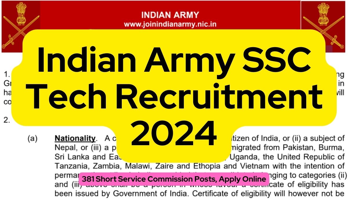 Indian Army SSC Tech Recruitment