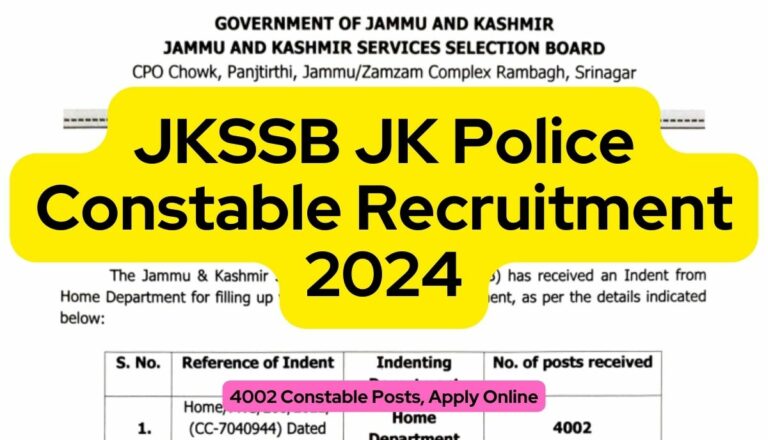 JKSSB JK Police Constable Recruitment